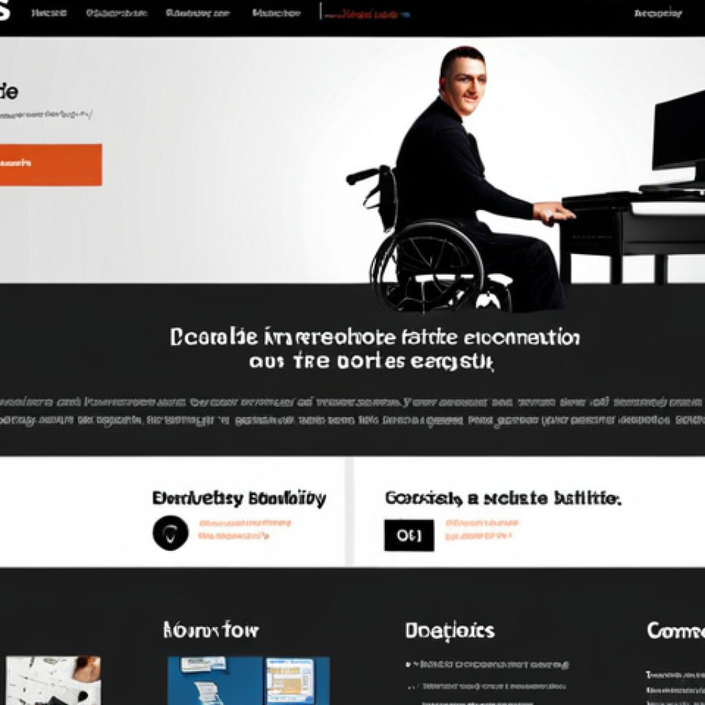 **Accessible Website Design:** A clean, modern webpage design emphasizing readability and usability for users with disabilities. Focus on high contrast, clear typography, and keyboard navigation. Consider adding icons representing accessibility features.