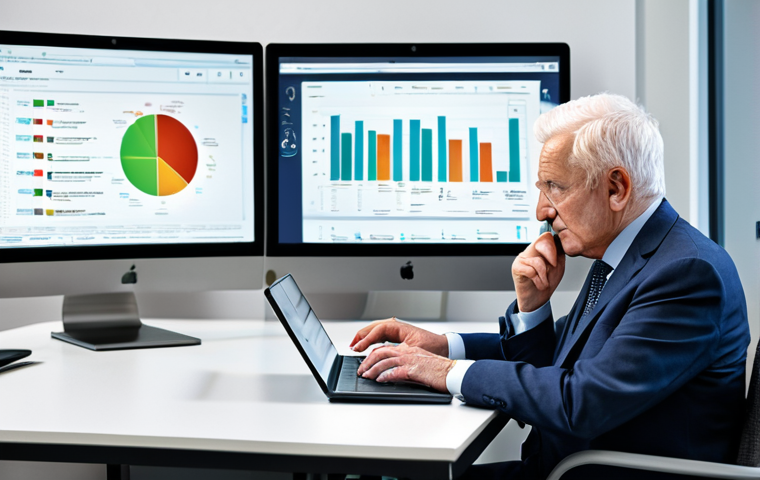 A professional data analyst, fully clothed in a modest business suit, is sitting at a modern desk, observing a large monitor displaying an intricate heatmap of a website. The heatmap shows areas of user engagement and non-engagement, revealing "invisible barriers" to users. Next to the analyst, a diverse group of users, including an elderly person, are depicted subtly interacting with tablets or laptops, some with slight expressions of confusion or hesitation, indicating 'unconscious inconvenience'. The background is a clean, well-lit office environment. The image emphasizes the power of data to uncover true user challenges. Perfect anatomy, correct proportions, natural pose, well-formed hands, proper finger count, natural body proportions, professional photography, high quality, safe for work, appropriate content, fully clothed, professional.