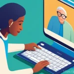 웹 접근성 개선을 위한 UX UI 원칙 - **Prompt:** A modern, brightly lit illustration depicting a diverse group of people from various age...