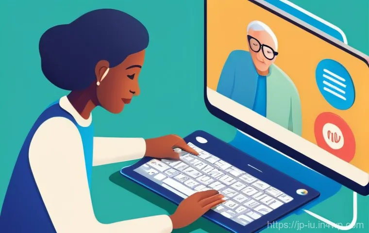 웹 접근성 개선을 위한 UX UI 원칙 - **Prompt:** A modern, brightly lit illustration depicting a diverse group of people from various age...