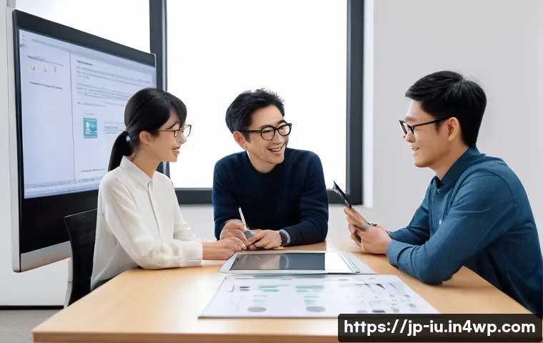 웹사이트 접근성을 테스트하는 방법 - A modern Japanese office scene showing a diverse team of web designers and developers collaborating ...