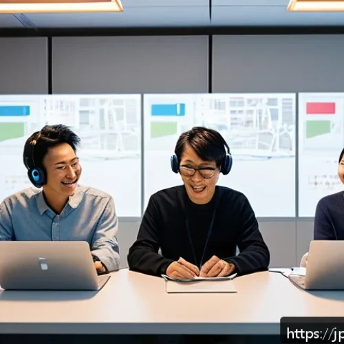 웹 접근성 지침을 적용한 캠페인 사례 - A modern, inclusive office environment where diverse people collaborate on accessible design solutio...