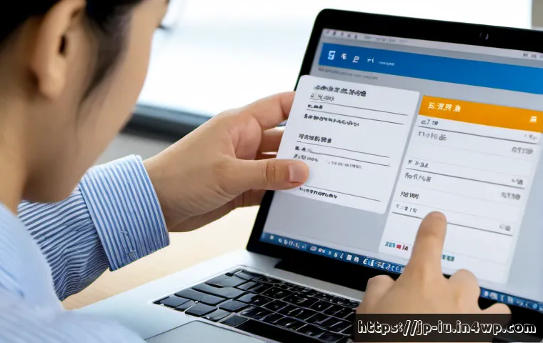 웹 접근성 검토 체크리스트 - Photorealistic close-up of a Japanese web accessibility reviewer at a clean modern desk, using a lap...